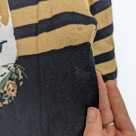 ModCloth TeeBerry & Weave L Cat Feline Sweater Dress Tunic Knit Striped French - Picture 13 of 15